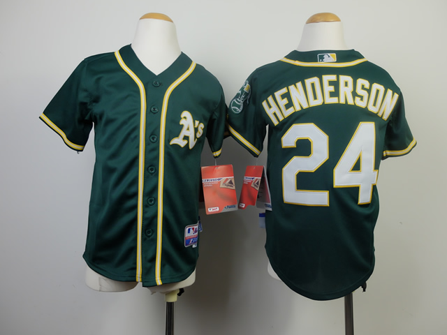 Youth Oakland Athletics #24 Henderson Green MLB Jerseys